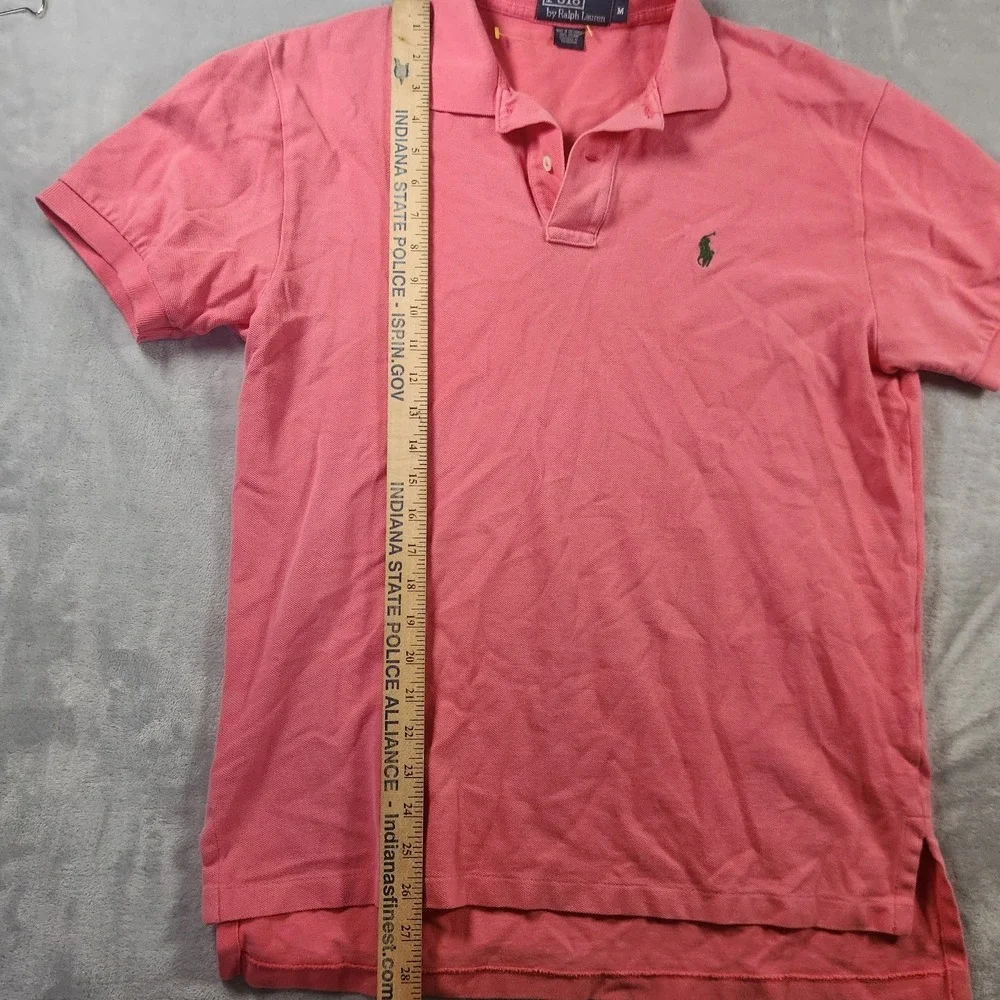 Polo Ralph Lauren‎ Polo Shirt Pink Mens Medium Classic Fit Green Pony Casual